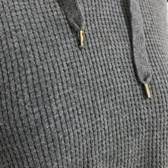 O’Neill Crop Waffle Knit Hoodie Oversized in Charcoal Gray Size Small - Picture 2 of 7
